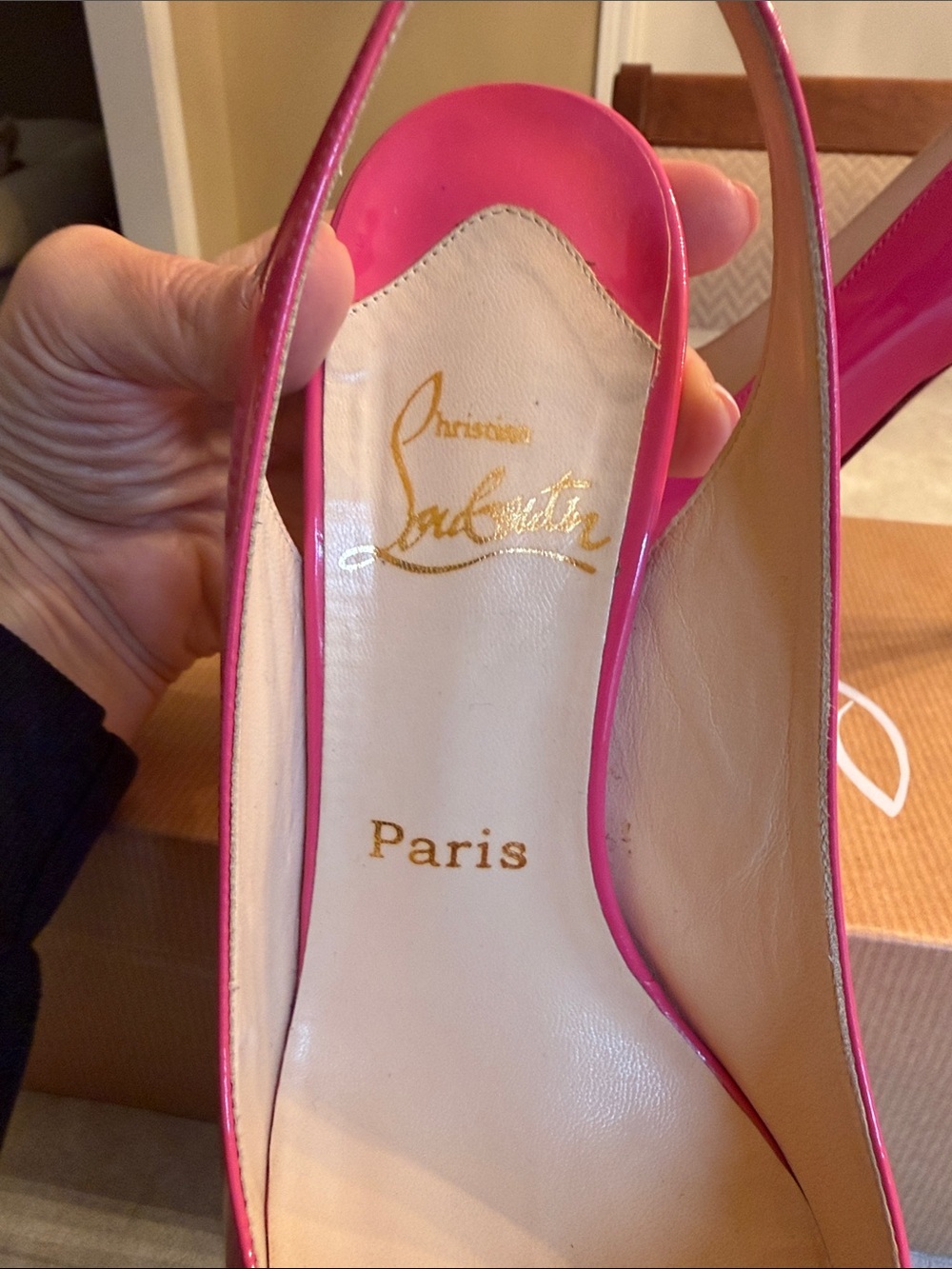 Christian Louboutin Hot Pink Patent Slingback Platform Pumps - Picture 6 of 6